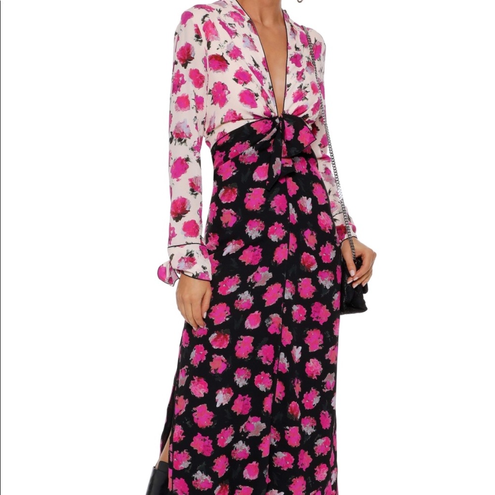 Proenza Schouler Pink Floral Midi Dress 0